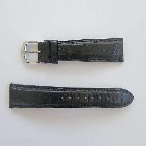 Michele Accessories - Michele watch band 20 alligator black silver replacement band